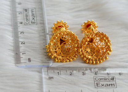 Gold tone coral stone jhumkka dj-43801