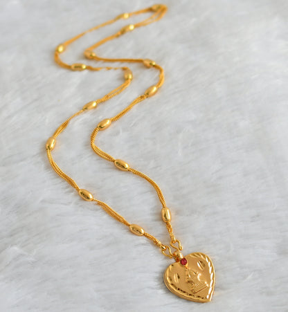 Gold tone 24 inches chain with shiva heart pendant dj-47156