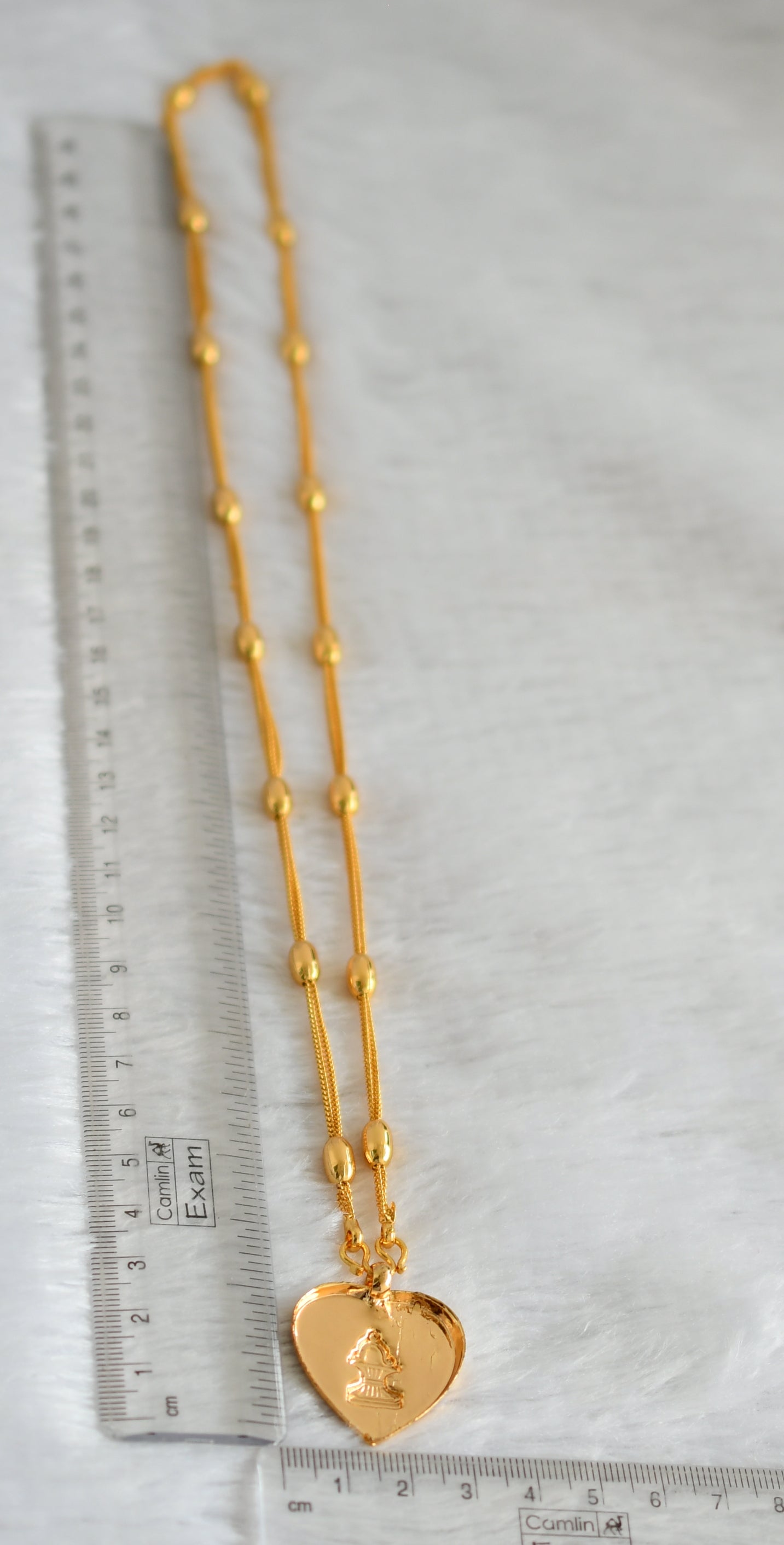 Gold tone 24 inches chain with shiva heart pendant dj-47156