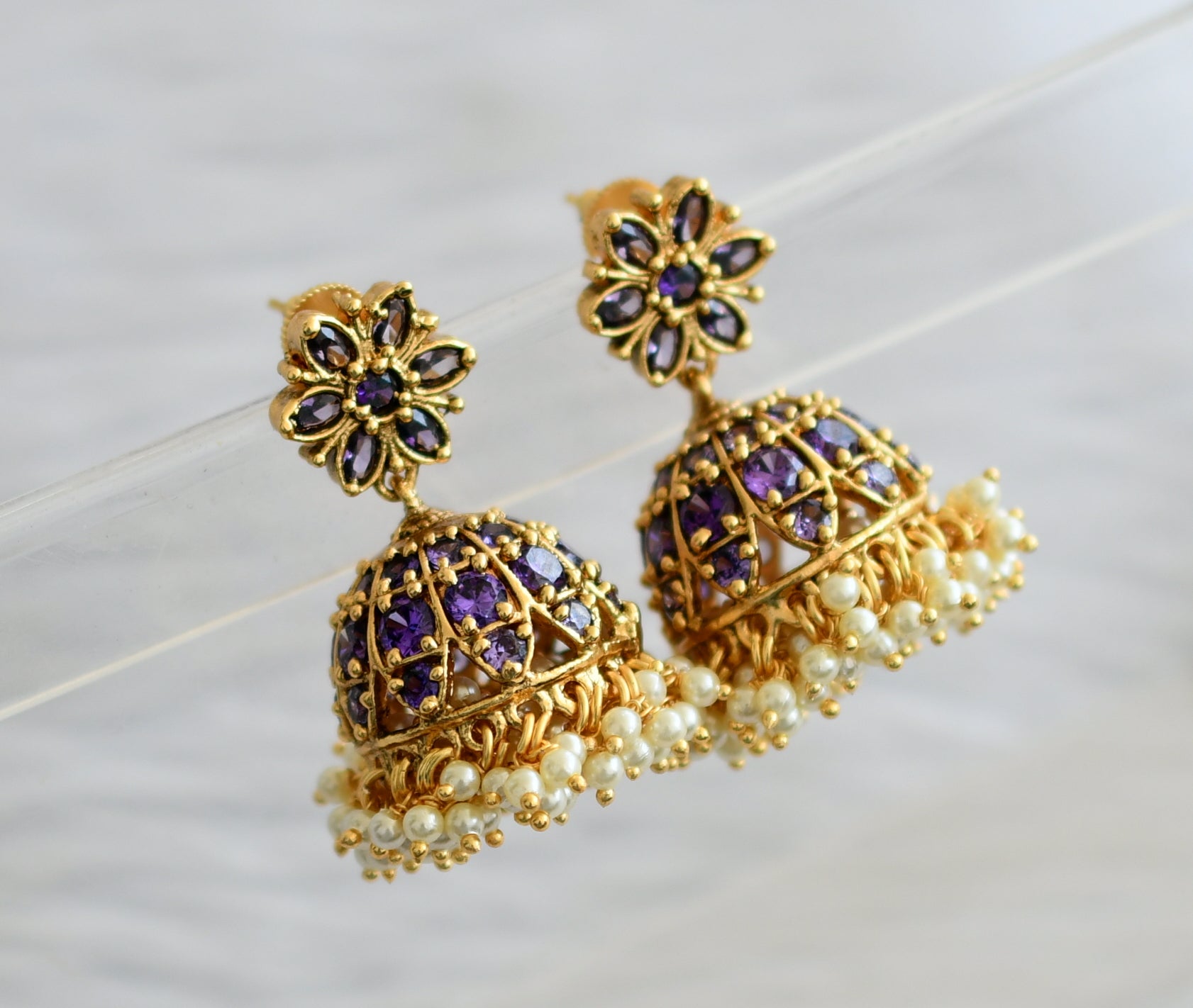 Premium Matte finish American Diamond Stone Jhumkas - Earrings – Zuccii