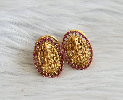 Matte finish ruby lakshmi oval stud/earrings dj-45464