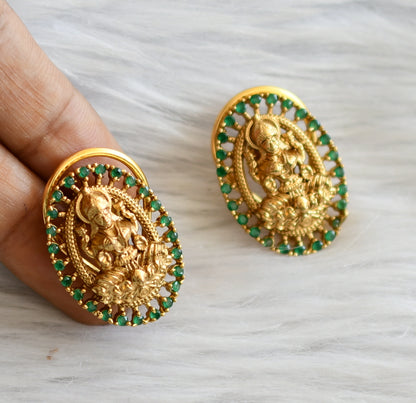 Matte finish emerald lakshmi oval stud/earrings dj-45465