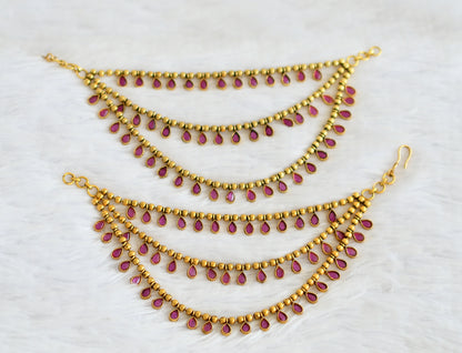 Antique gold tone kemp multi layer ear side chain dj-50884