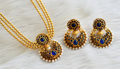 Antique gold tone ball chain Blue Bali Short Haar Set DJ-16566