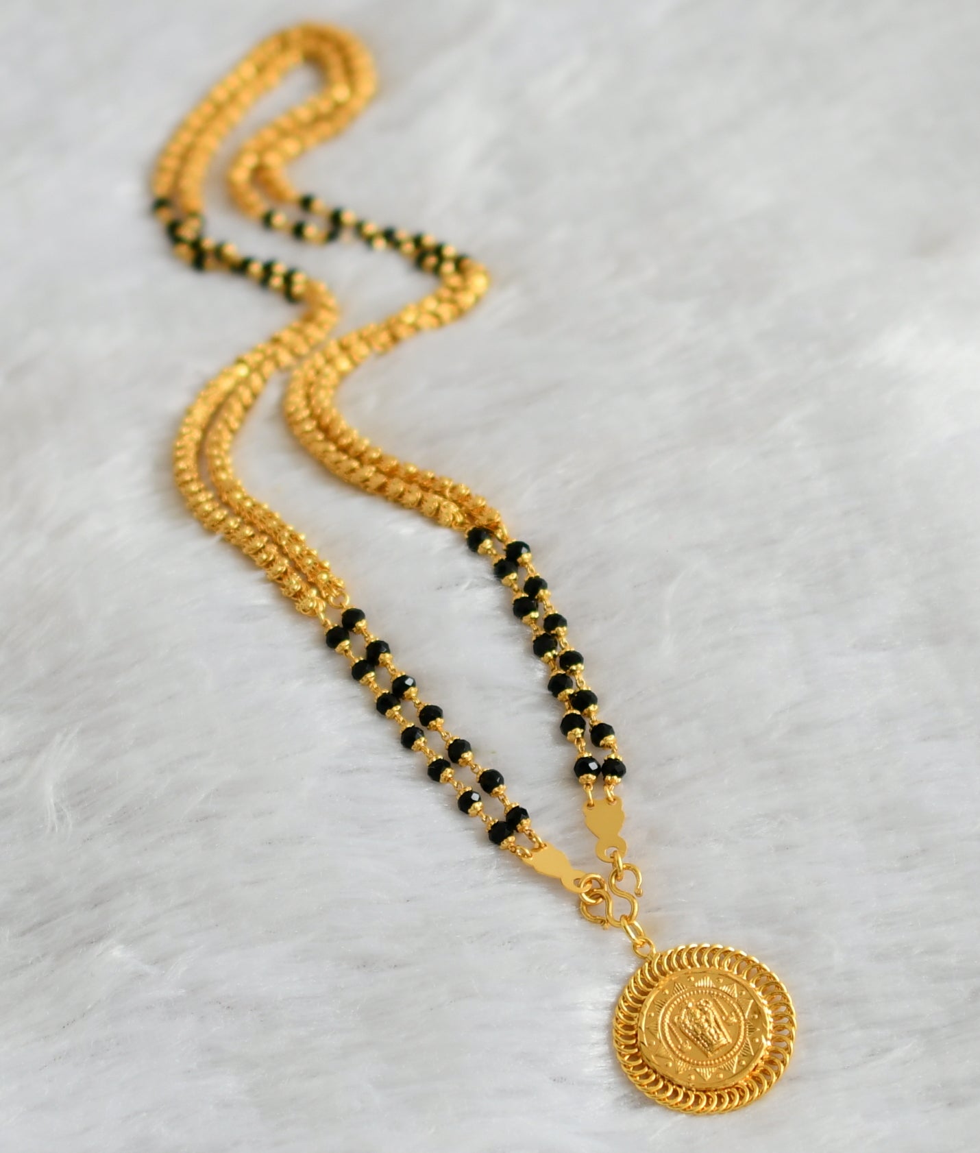 Gold tone 24 inches karimani double layer chain with guruvayurappan pendant dj-47159