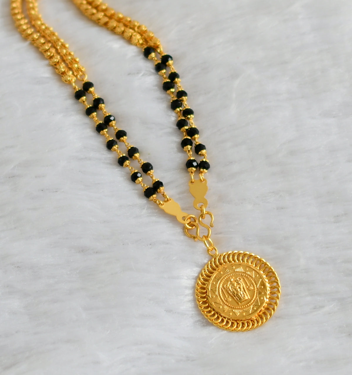 Gold tone 24 inches karimani double layer chain with guruvayurappan pendant dj-47159