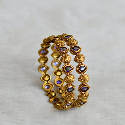 Antique gold tone purple thilak stone bangles(2.6) dj-50900