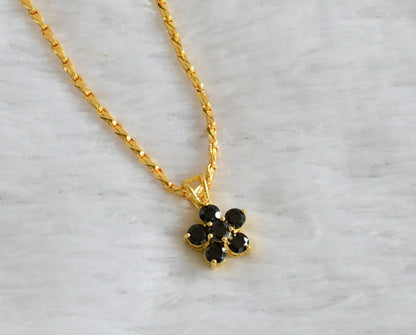 Gold tone 18 inches chain with black stone flower pendant dj-47146