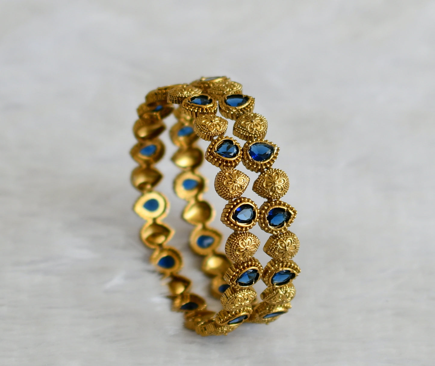 Antique gold tone blue thilak stone bangles(2.4) dj-50905