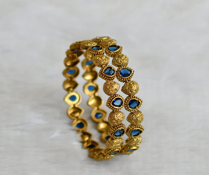 Antique gold tone blue thilak stone bangles(2.6) dj-50906