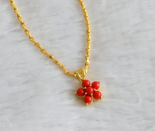 Gold tone 18 inches chain with coral stone pendant dj-47149