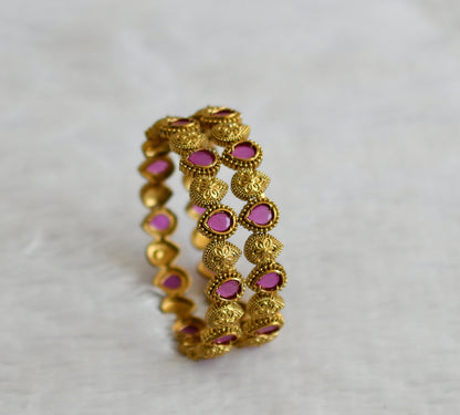 Antique gold tone ruby thilak stone bangles(2.6) dj-50903