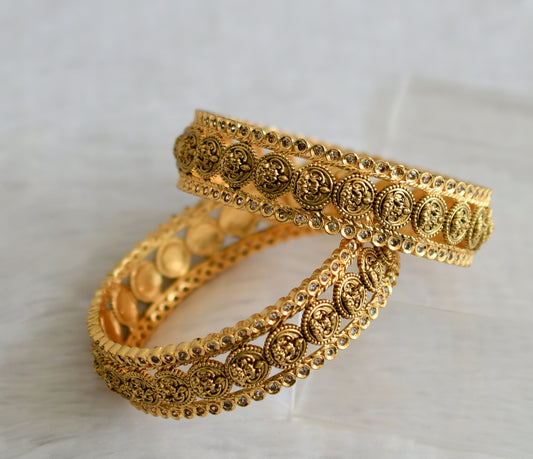 Matte finish white stone lakshmi coin bangles(2.8) dj-50943