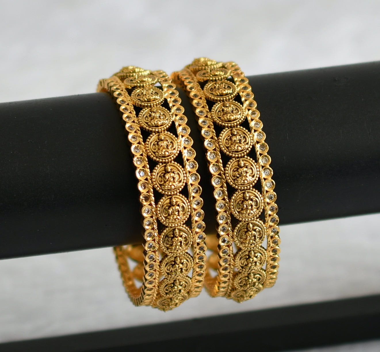 Matte finish white stone lakshmi coin bangles(2.4) dj-50941