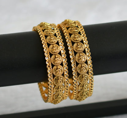 Matte finish white stone lakshmi coin bangles(2.4) dj-50941