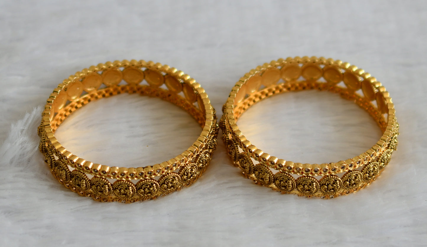 Matte finish white stone lakshmi coin bangles(2.6) dj-50942