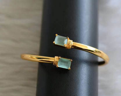 Gold tone sea green block stone bracelets dj-43815