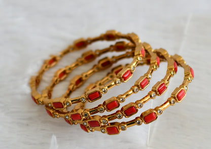Matte finish cz coral block stone set of 4 bangles(2.4) dj-50934