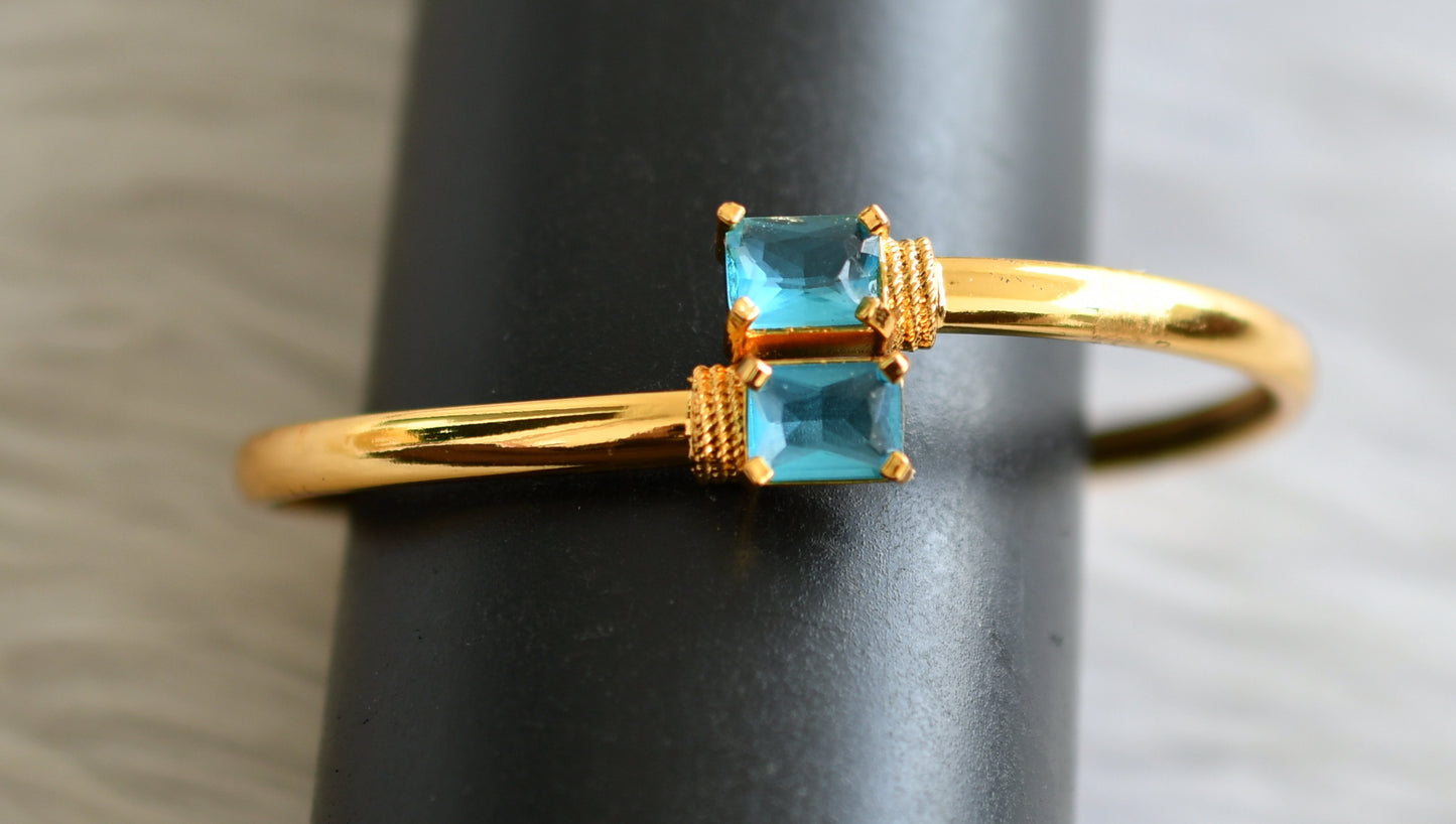 Gold tone sky blue block stone bracelets dj-43816