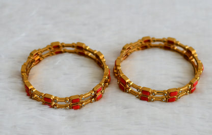 Matte finish cz coral block stone set of 4 bangles(2.4) dj-50934