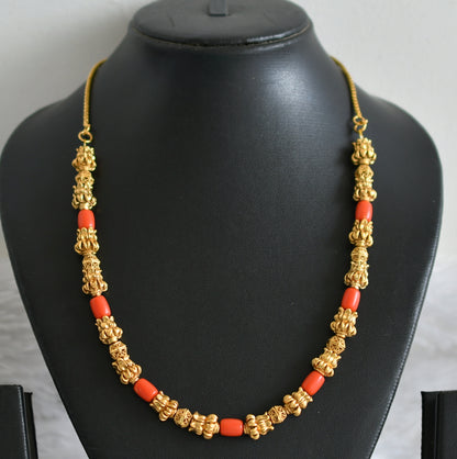 Matte finish coral beaded mala/necklace dj-48968