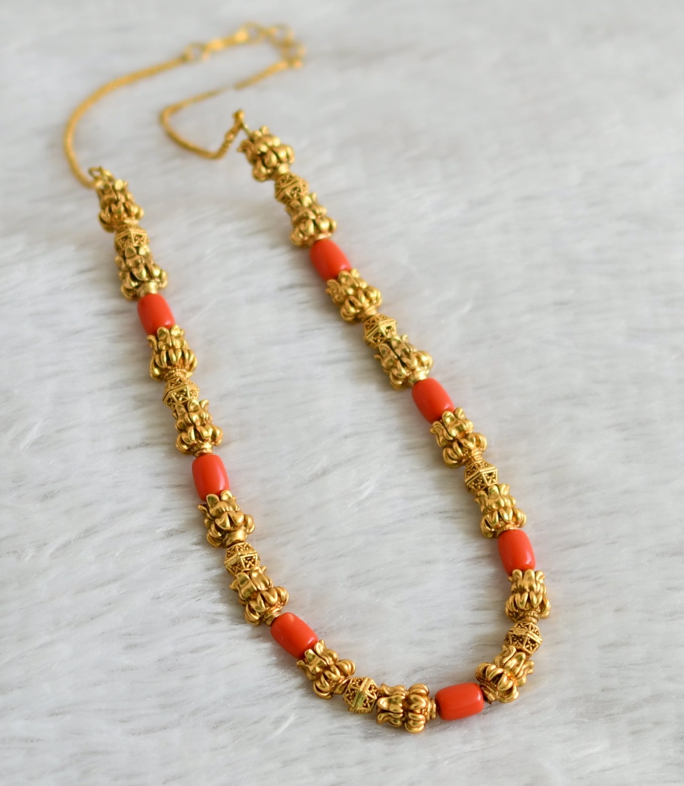 Matte finish coral beaded mala/necklace dj-48968