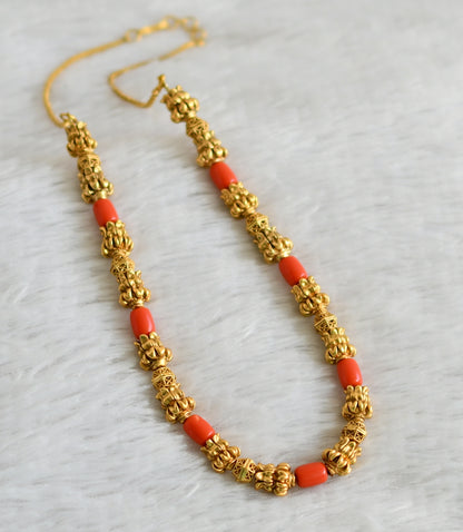 Matte finish coral beaded mala/necklace dj-48968