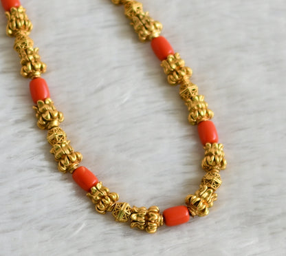 Matte finish coral beaded mala/necklace dj-48968