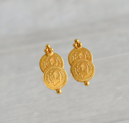 Gold tone head coin earrings dj-47184