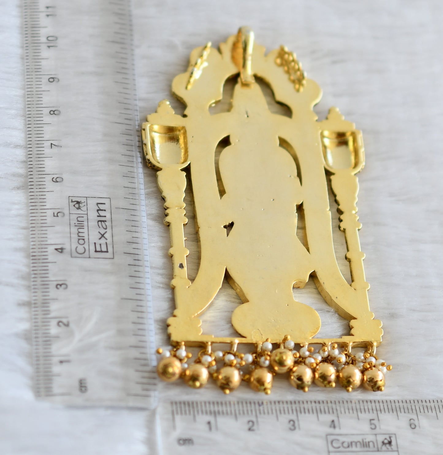 Antique Gold tone Navarathna kundan jadau Shri Vittal pendant dj-48977