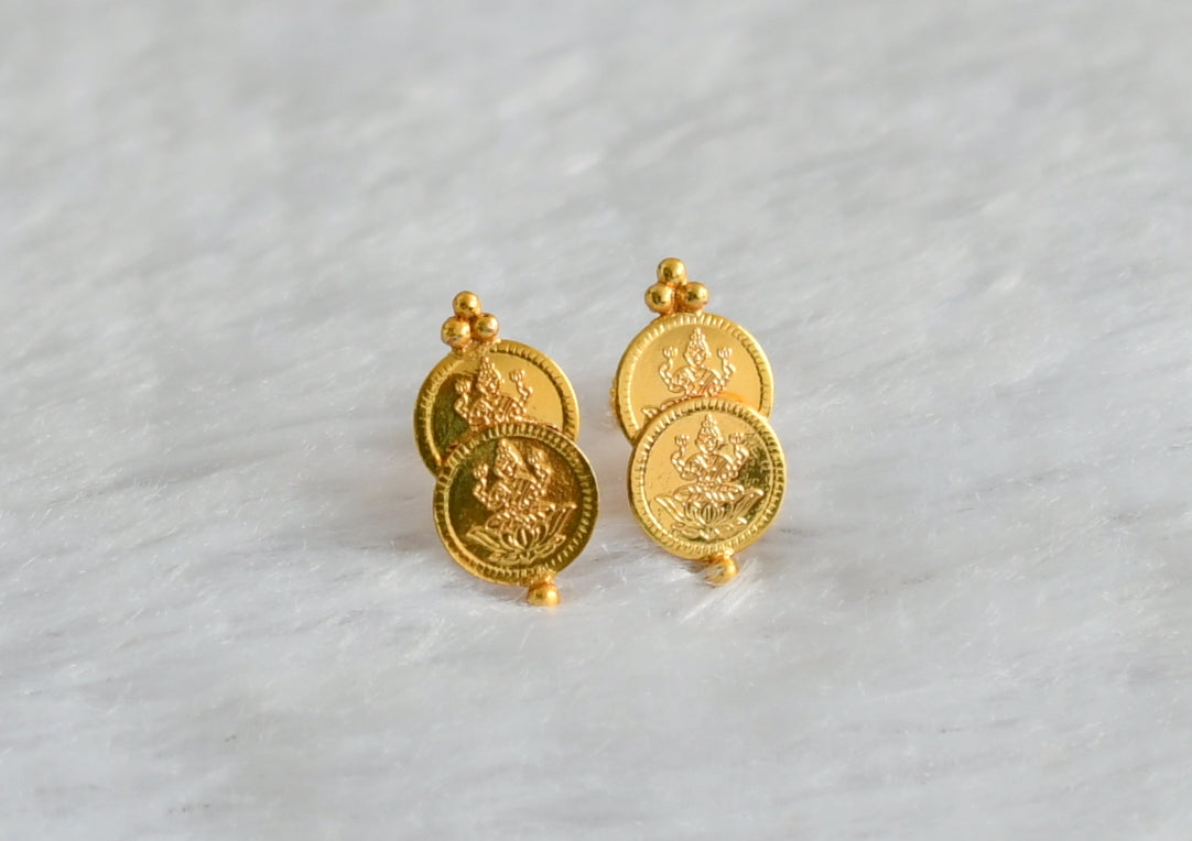 Gold tone lakshmi coin earrings dj-47193