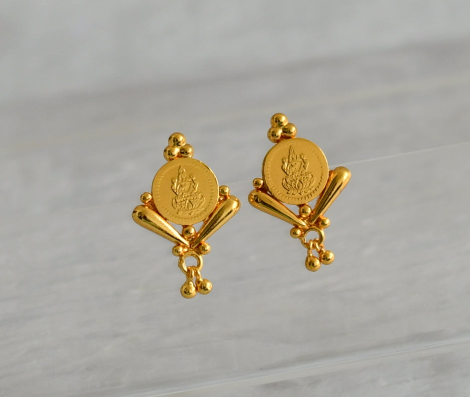 Gold tone lakshmi coin earrings dj-47192