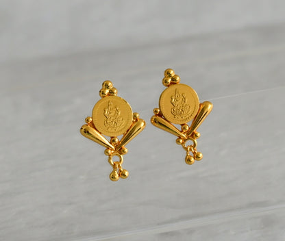 Gold tone lakshmi coin earrings dj-47192