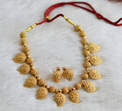 Matte finish kemp stone mango flower necklace set dj-48981