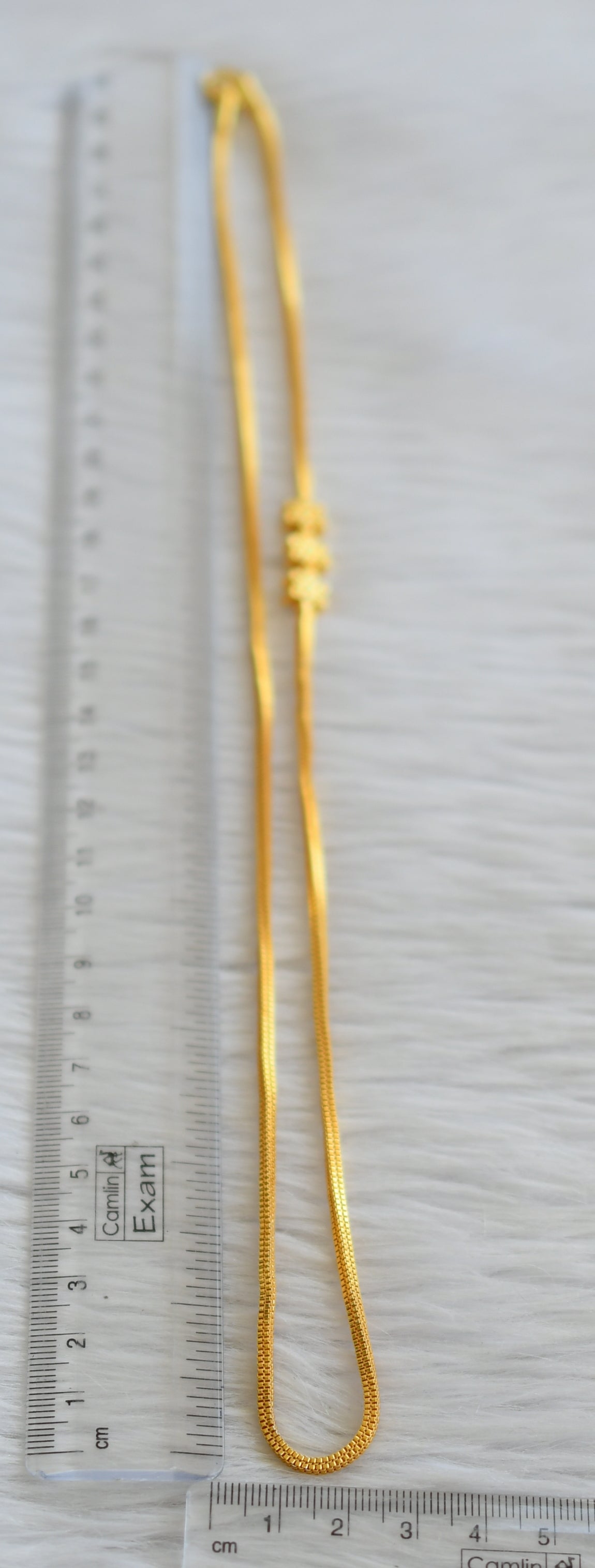 Gold tone cz flower mugappu 24 inches chain dj-42823