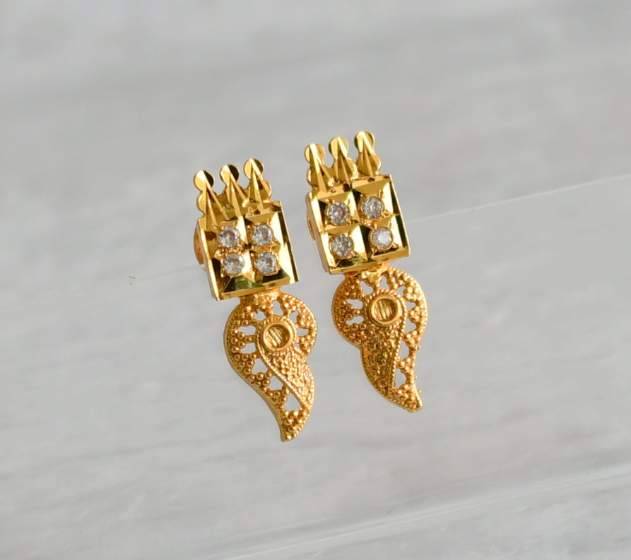 Gold tone white stone shanku earrings dj-47181