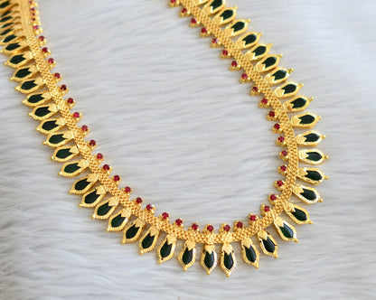 Gold tone pink-green kerala style nagapadam haar dj-34072