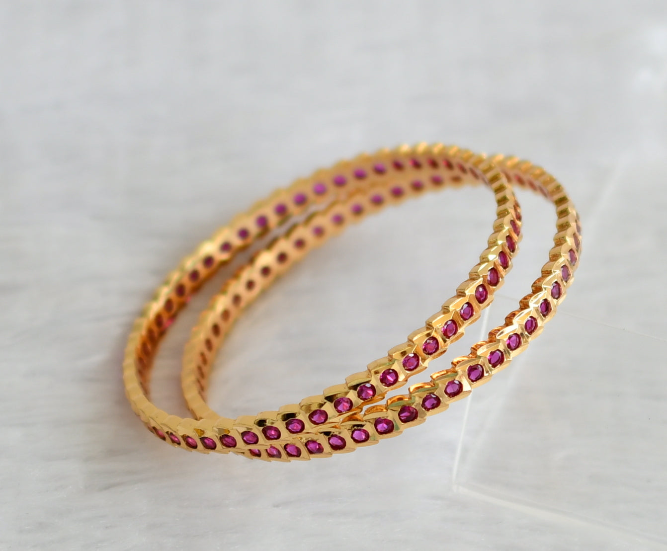 Gold tone ad pink south indian style bangles(2.8) dj-50978