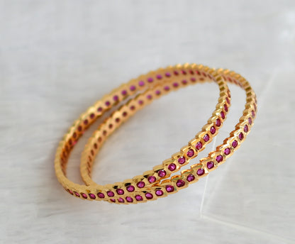 Gold tone ad pink south indian style bangles(2.4) dj-50976