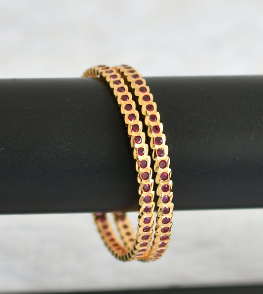 Gold tone ad pink south indian style bangles(2.8) dj-50978