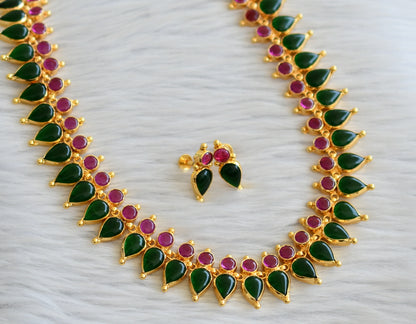 Gold look alike Gopi shape pink-green haar set dj-36053