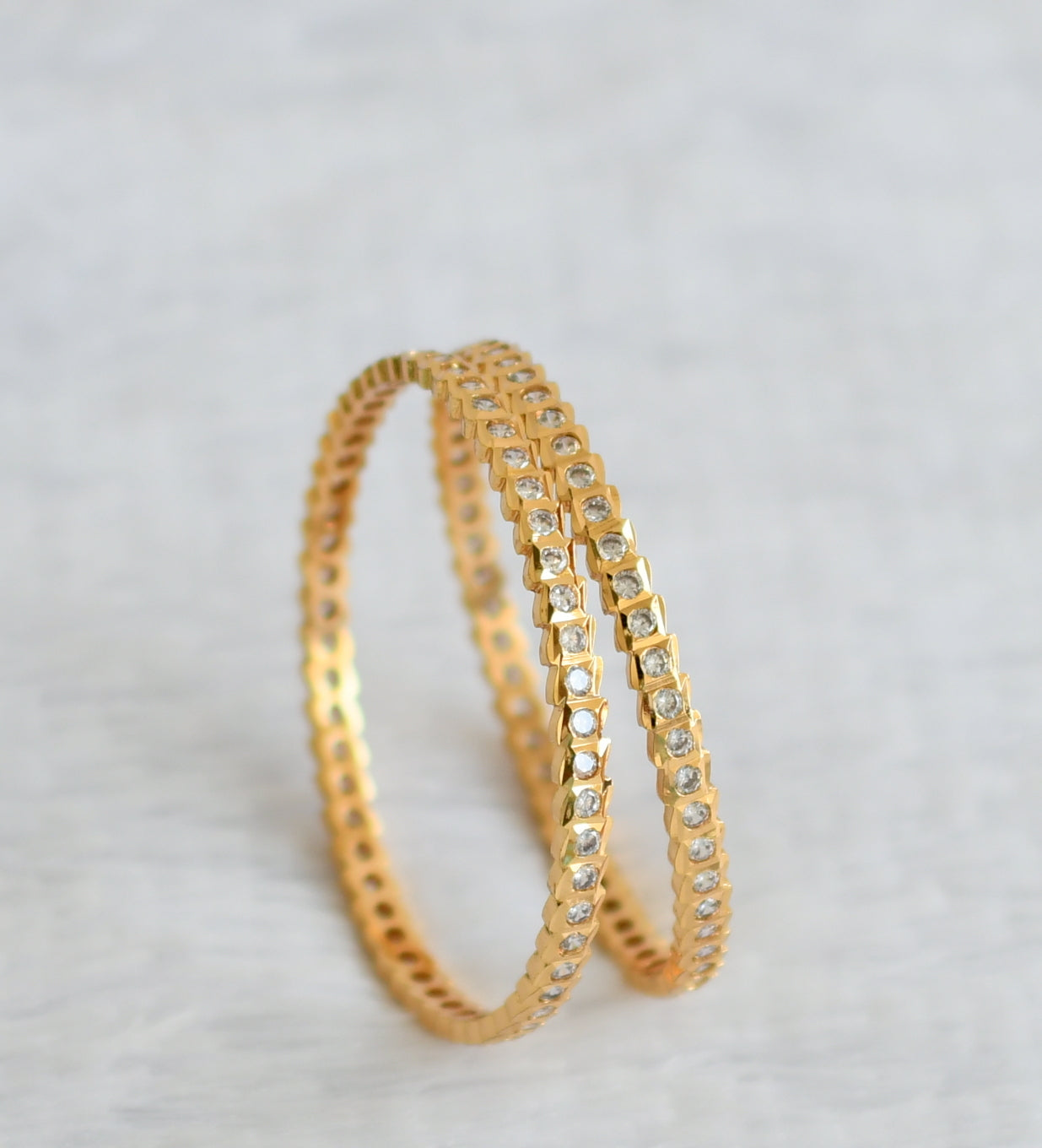 Gold tone AD white stone south indian style bangles(2.10) dj-50994