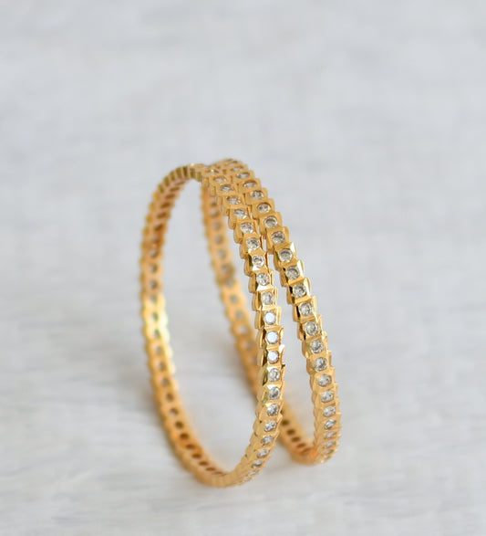 Gold tone AD white stone south indian style bangles(2.8) dj-50993