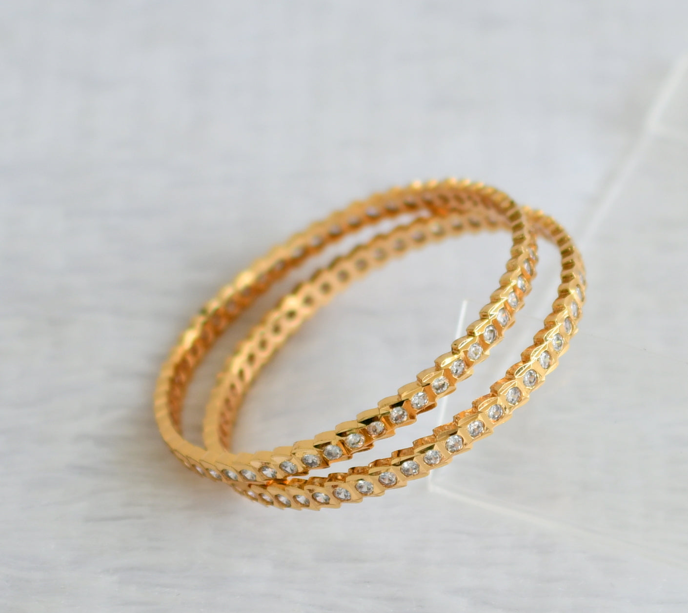 Gold tone AD white stone south indian style bangles(2.10) dj-50994