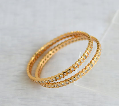 Gold tone AD white stone south indian style bangles(2.10) dj-50994