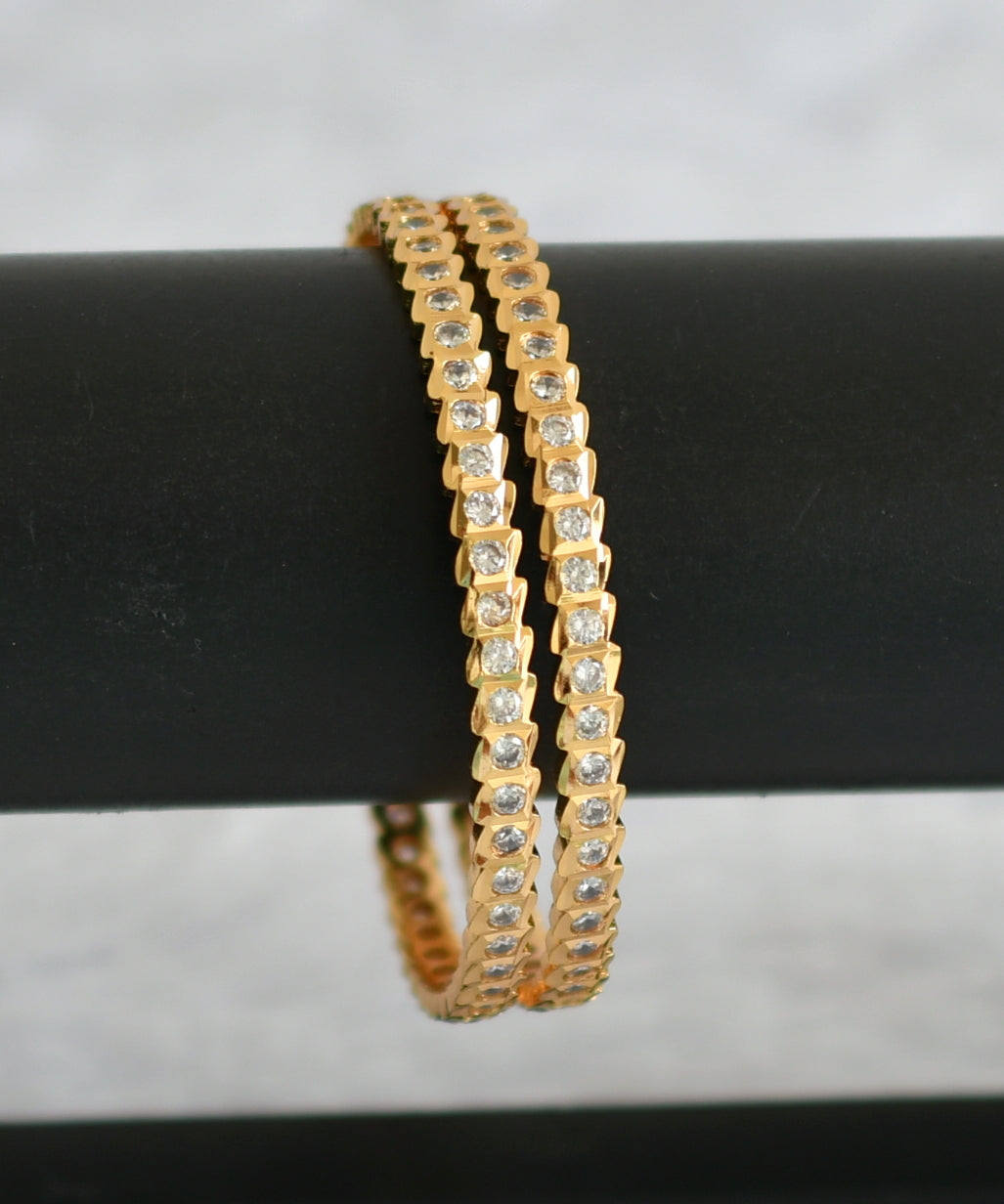 Gold tone AD white stone south indian style bangles(2.10) dj-50994