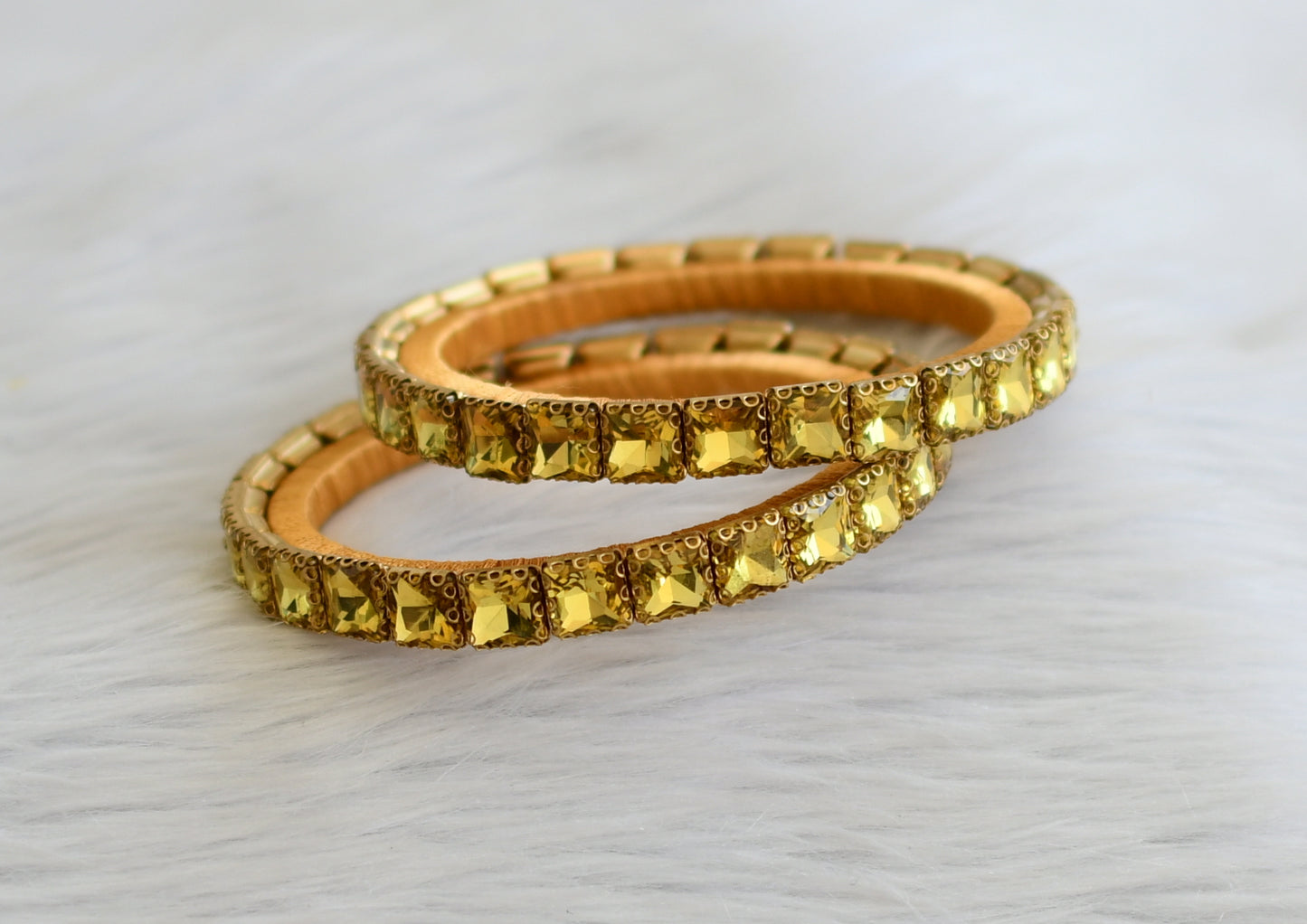 Silk thread yellow block stone bangles(2.6) dj-45489