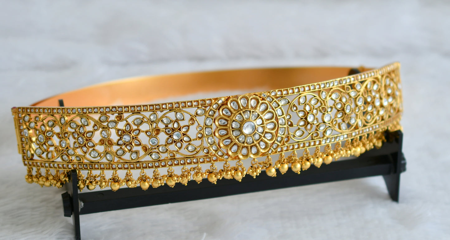 Matte finish white stone waist band dj-39795