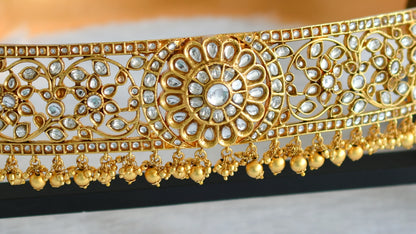 Matte finish white stone waist band dj-39795