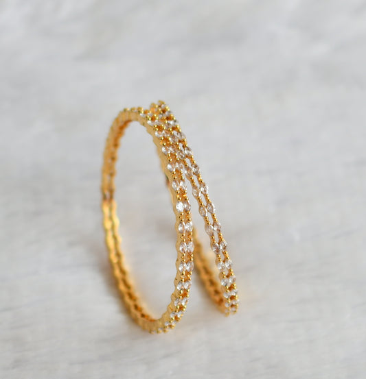 Gold tone cz white stone bangles(2.6) dj-50960